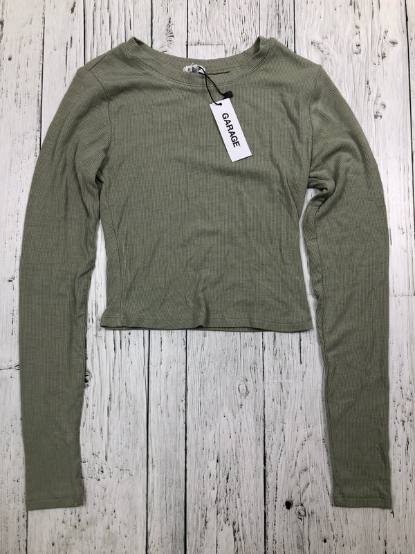 Garage green cropped long sleeve shirt - Hers XS