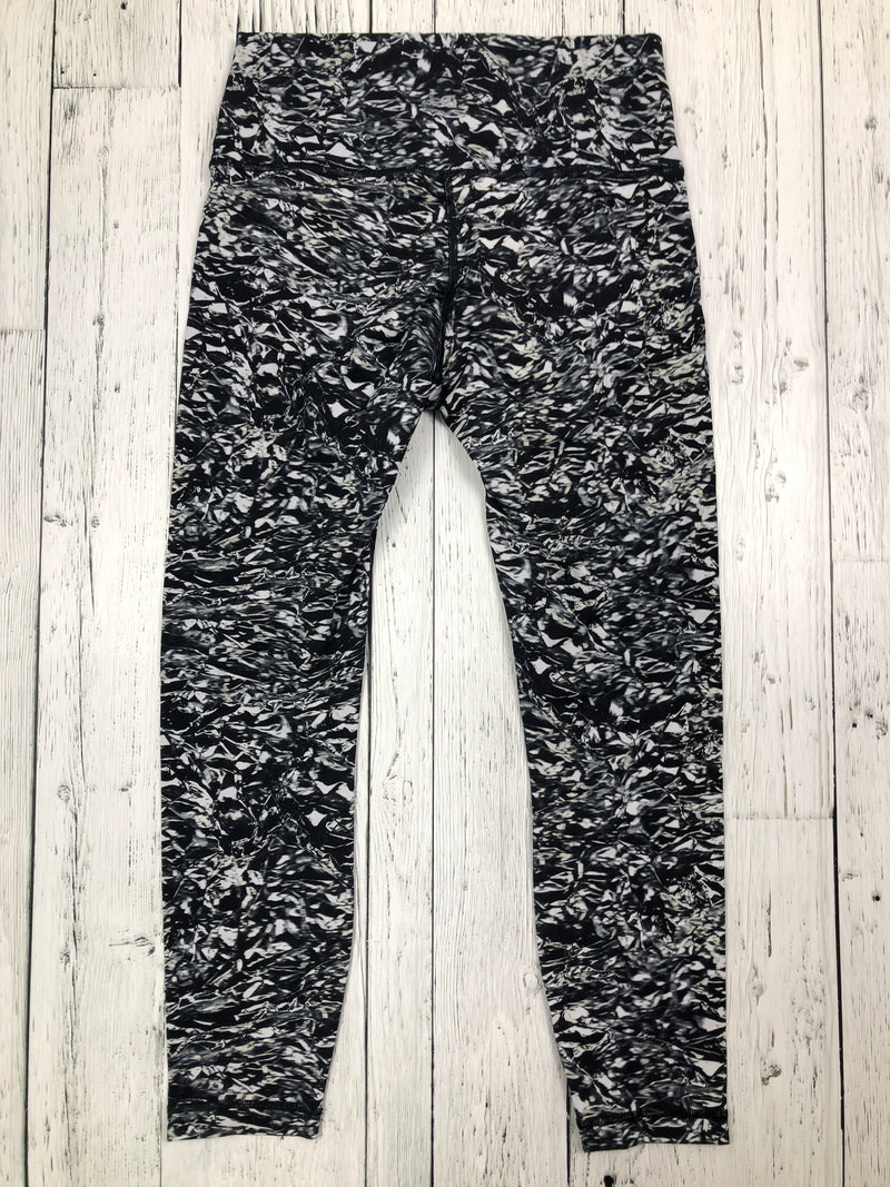 lululemon black white patterned leggings - Hers M/8