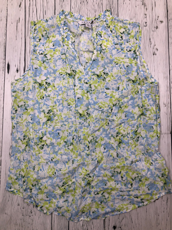 Tribal green blue floral tank top - Hers S