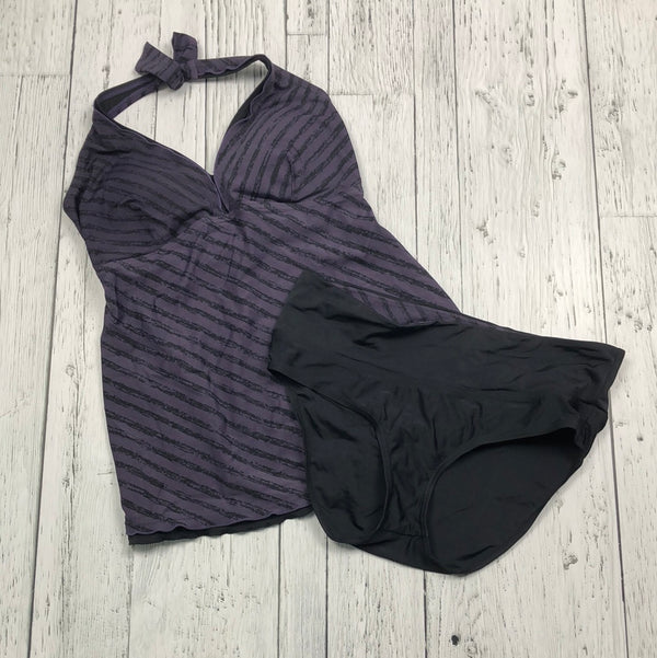 Thyme purple black patterned two piece bathing suit - Ladies S