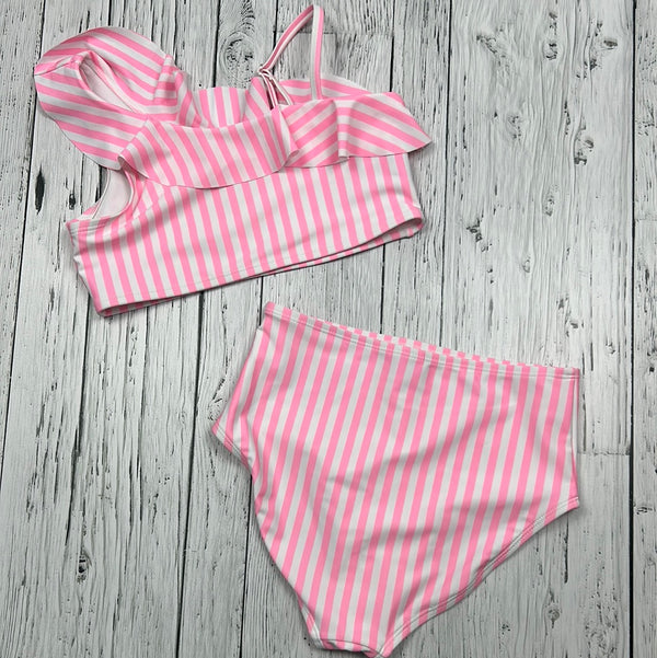 Old Navy pink/white stripe Bikini - Girls 8