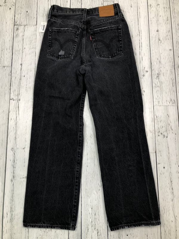 Levi’s black distressed ribcage straight ankle jeans - Hers XS/25