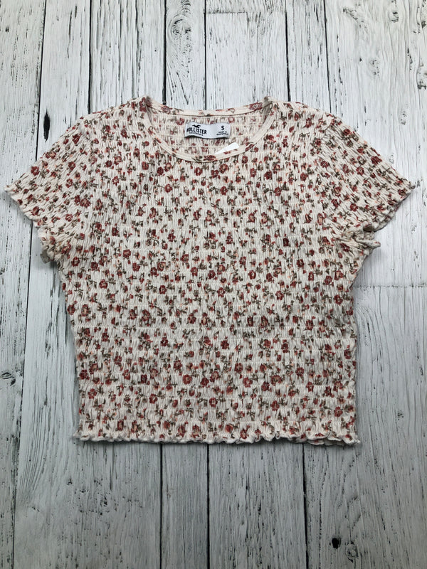 Hollister white pink floral cropped t-shirt - Hers S