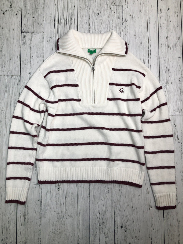 United Colors of Benetton. white burgundy striped sweater - Hers S