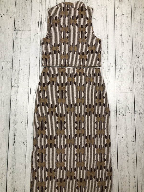 Anthropologie brown white patterned tank top/skirt two piece - Hers XS