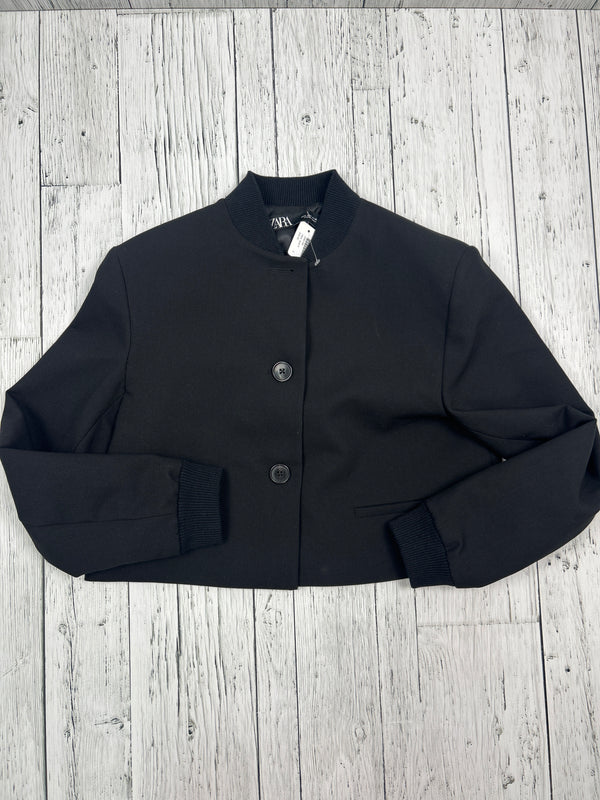 Zara black crop button up jacket - Hers S