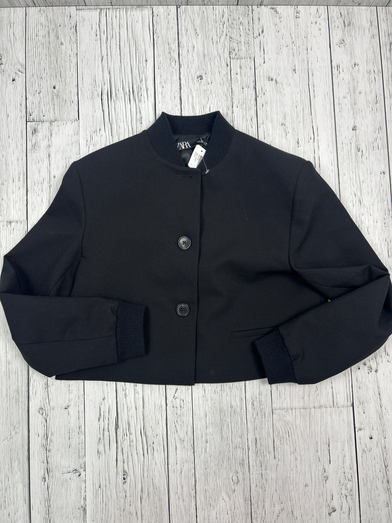 Zara black crop button up jacket - Hers S