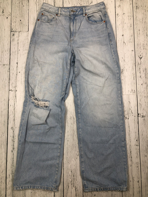 Garage blue distressed wide legged jeans - Hers S/27