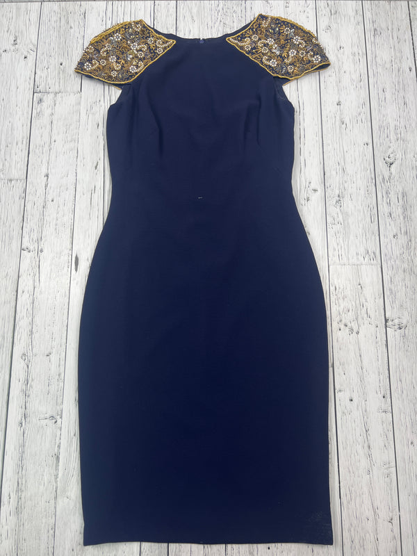Badgley Mischka navy blue gold dress - Hers M/8