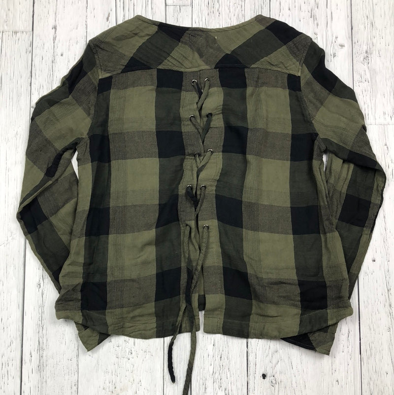 Cloth & stone green black plaid shirt - Hers M