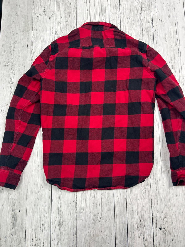 Hollister red/black plaid button up shirt - His M