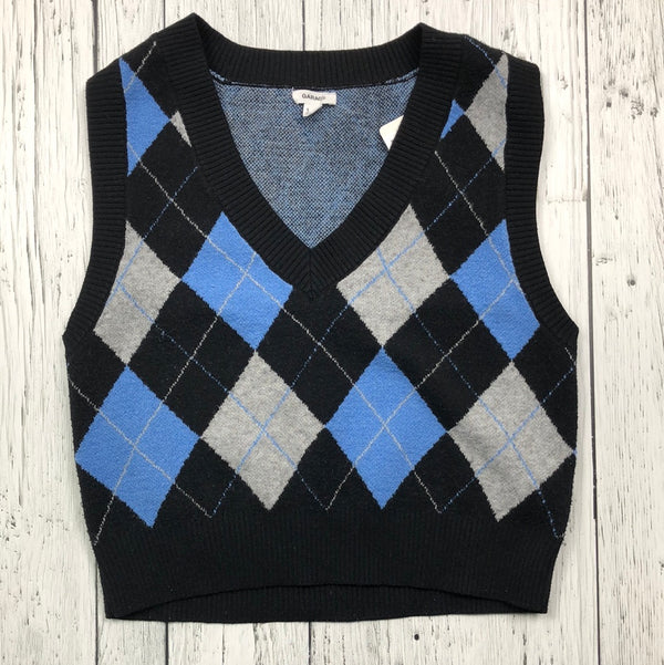 Garage grey black blue patterned vest - Hers XS