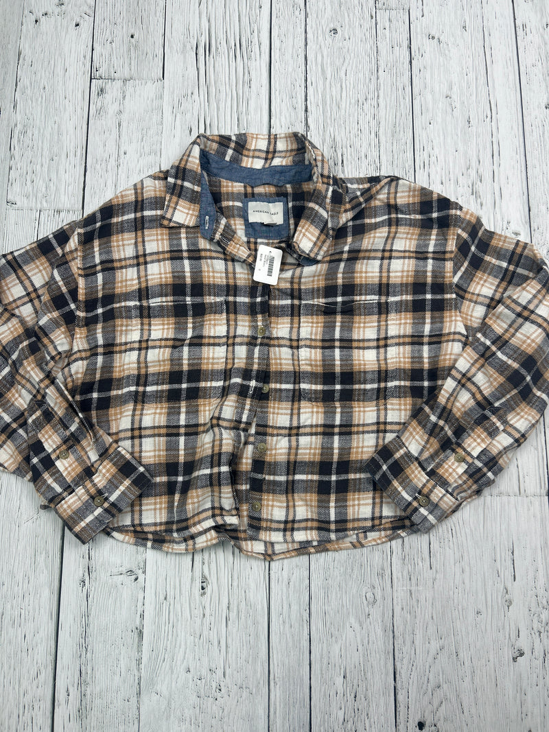 American Eagle plaid crop button up shirt - Hers L