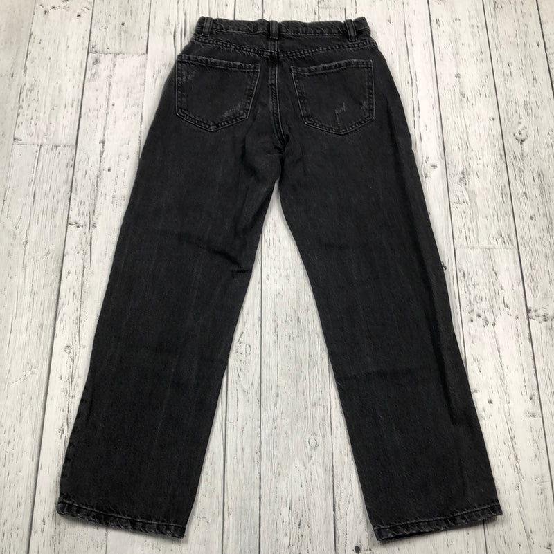 Garage Black Distressed Straight Leg Jeans - Hers XS/00