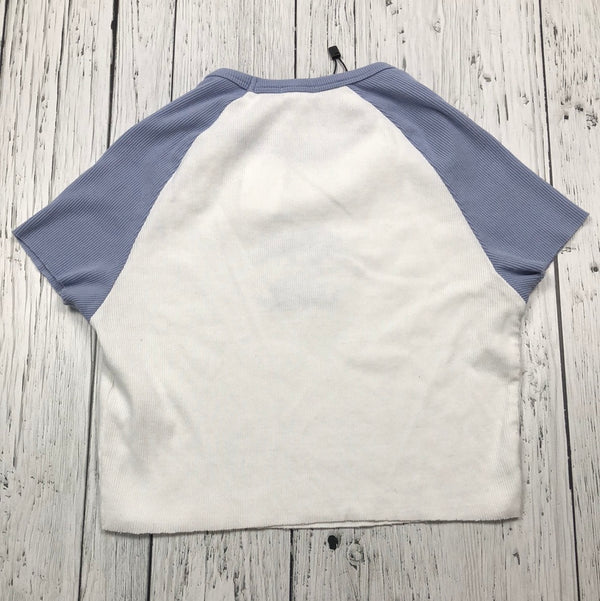 Garage blue white graphic cropped t-shirt - Hers S