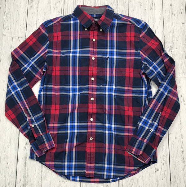 American eagle blue red plaid flannel - His M
