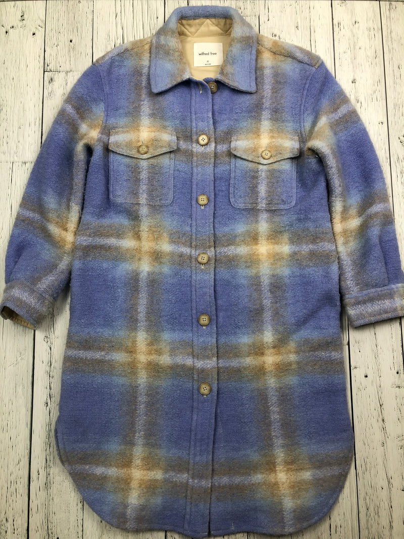 Wilfred Free Aritzia blue beige plaid shacket - Hers XS