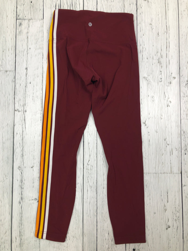 lululemon burgundy striped leggings - Hers S/6