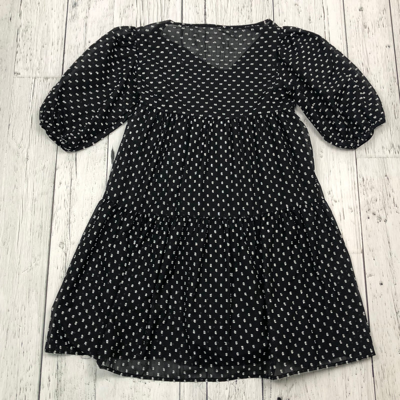 Zara Black/White Patterned Puff Sleeve Dress - Girls 10