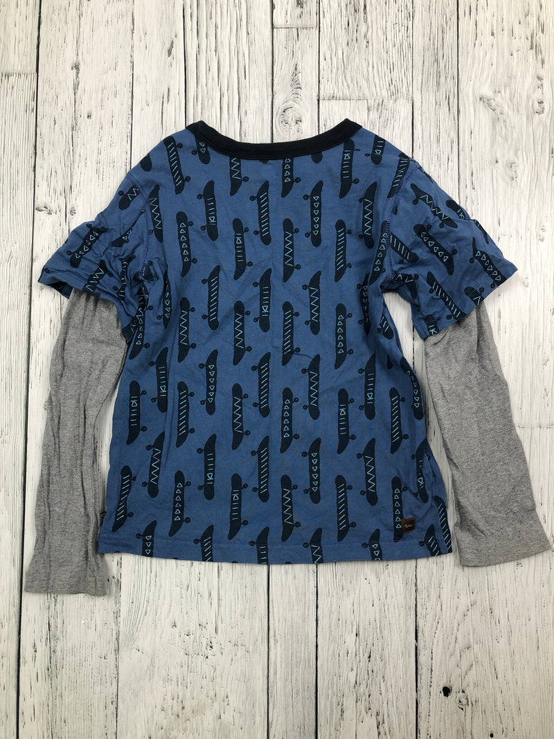 Tea blue black patterned shirt - Boys 7