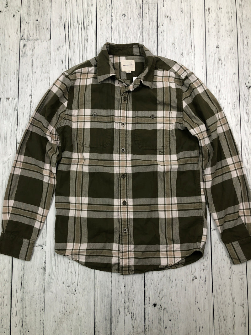 American Eagle green plaid flannel - Hers S