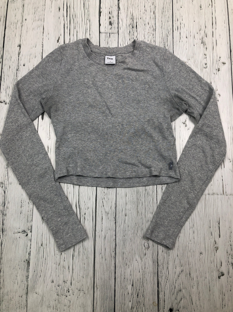 Tna Aritzia grey cropped long sleeve shirt - Hers S