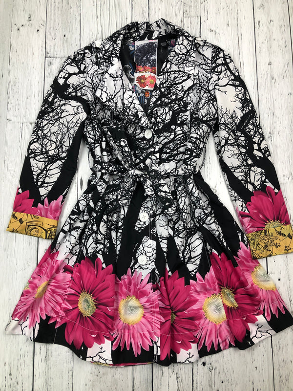 Desigual black white pink patterned jacket - Hers M/8/40