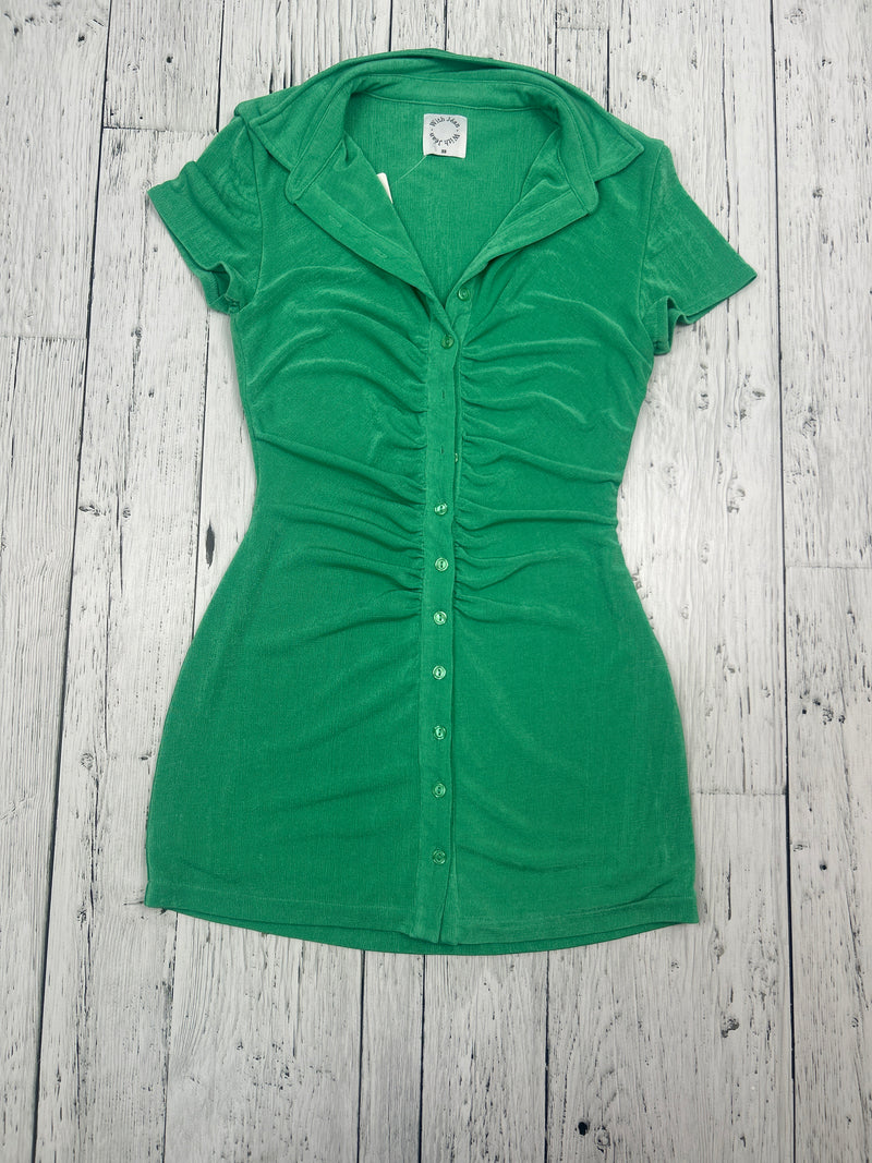 With Jean green button up dress - Hers XS