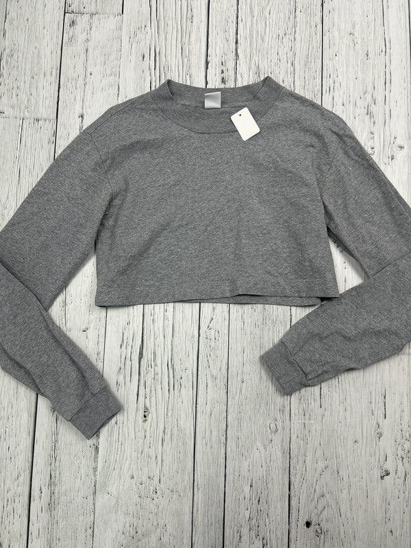 TNA grey crop long sleeve shirt - Hers XS