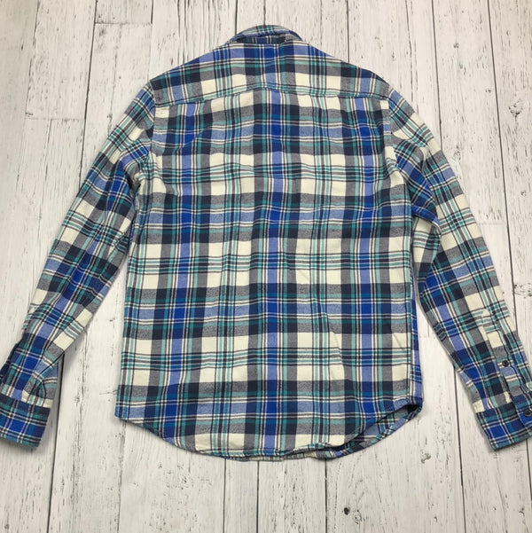 American Eagle Blue/White Flannel Button Up Shirt - His XS