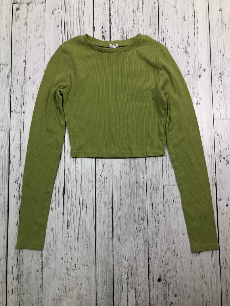 Garage cropped green long sleeve shirt - Hers M