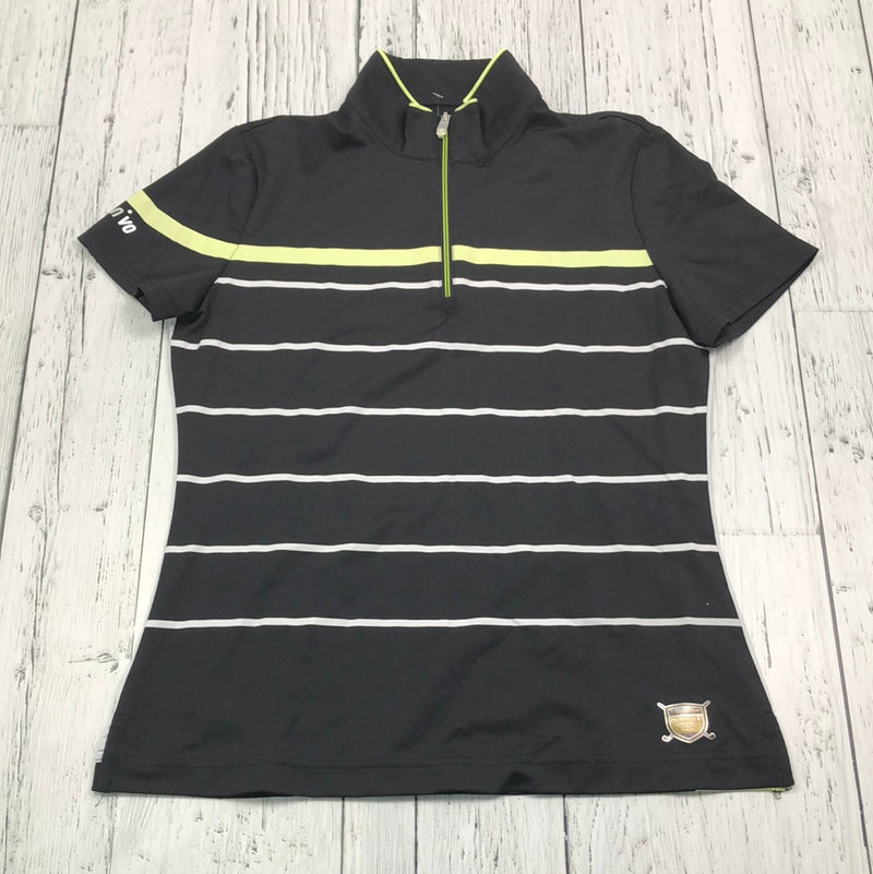 Nivo black white green striped golf shirt - Hers S