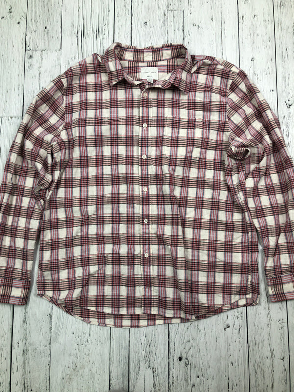 American Eagle red white plaid flannel - Hers XL