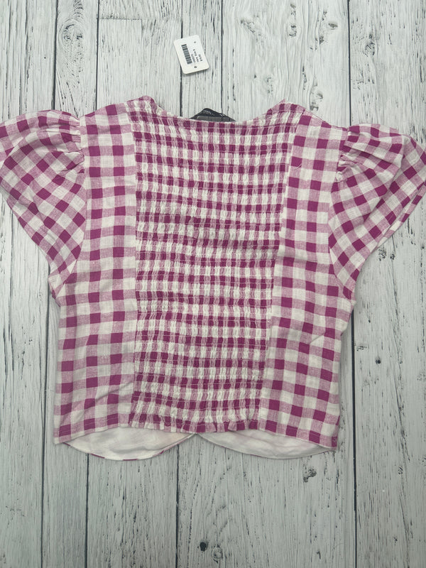 Zara pink/white pattern crop shirt - Hers S