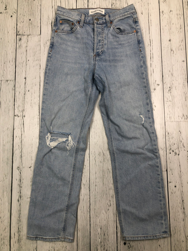 Denim Forum Aritzia blue distressed high rise straight jeans - Hers XS/26