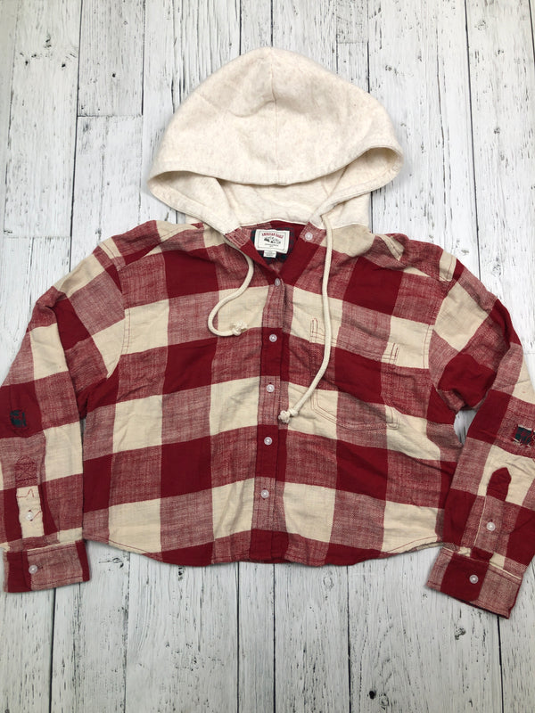 American Eagle red white hoodies flannel - Hers L