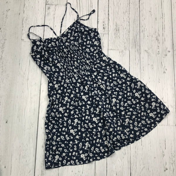 Garage navy blue white floral dress - Hers XS