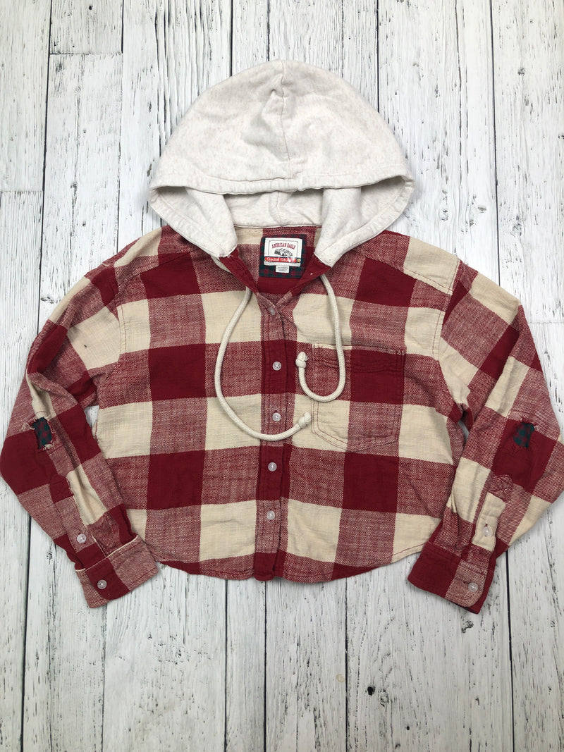 American Eagle red beige hooded flannel - Hers XS