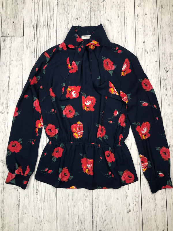 Babaton Aritzia navy blue red floral shirt - Hers S