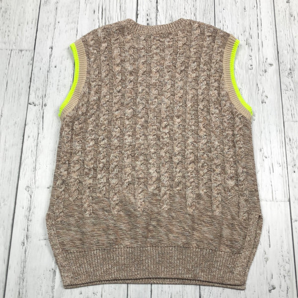 Cotton brown yellow knitted sweater vest - Hers M