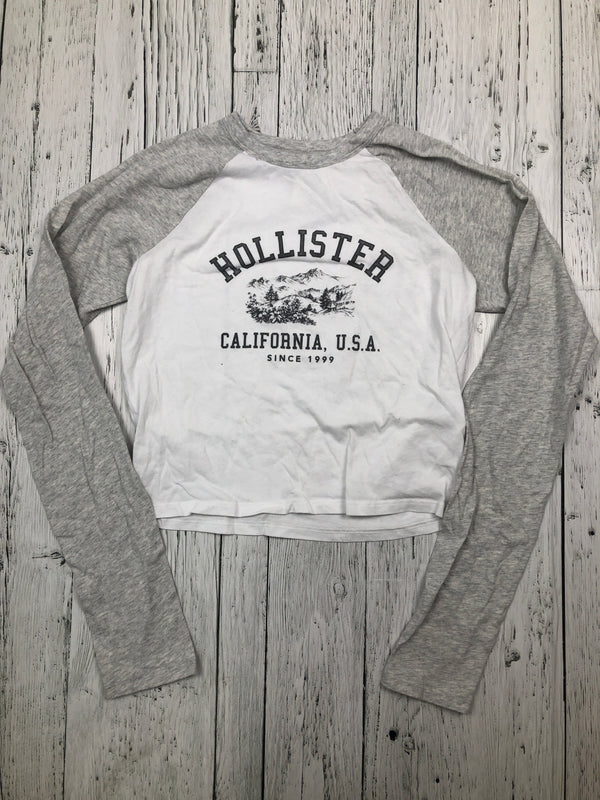 Hollister white grey graphic cropped long sleeve - Hers XS