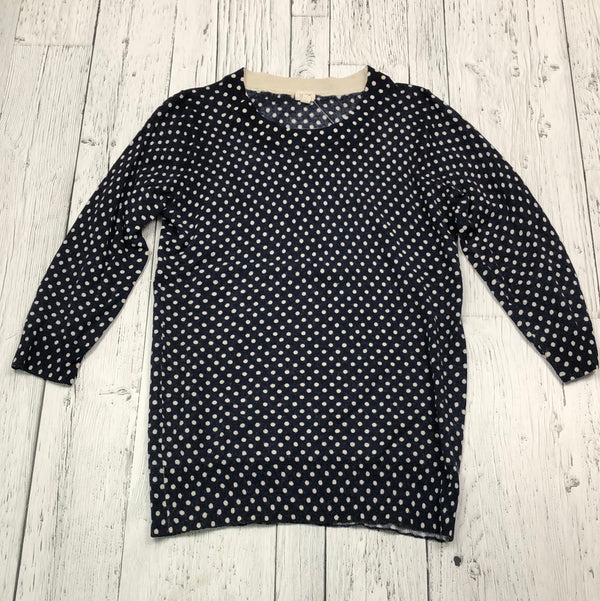 J.crew navy white polka dot patterned shirt - Hers S