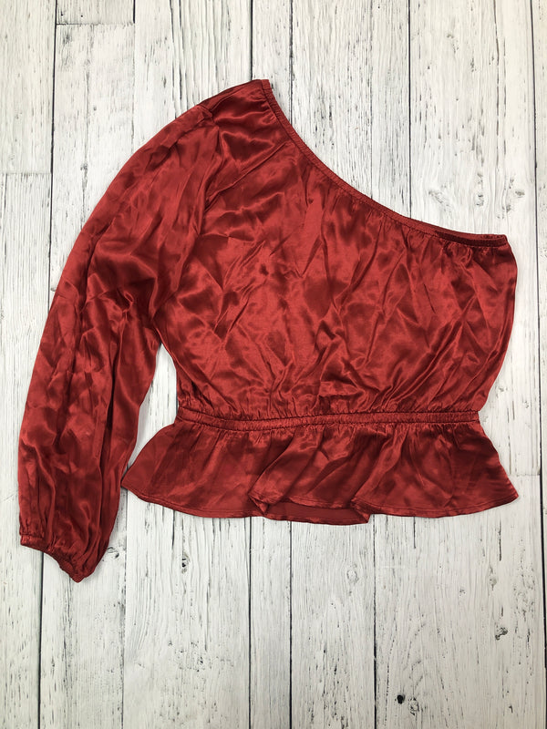 Nation red satin off shoulder shirt - Hers M