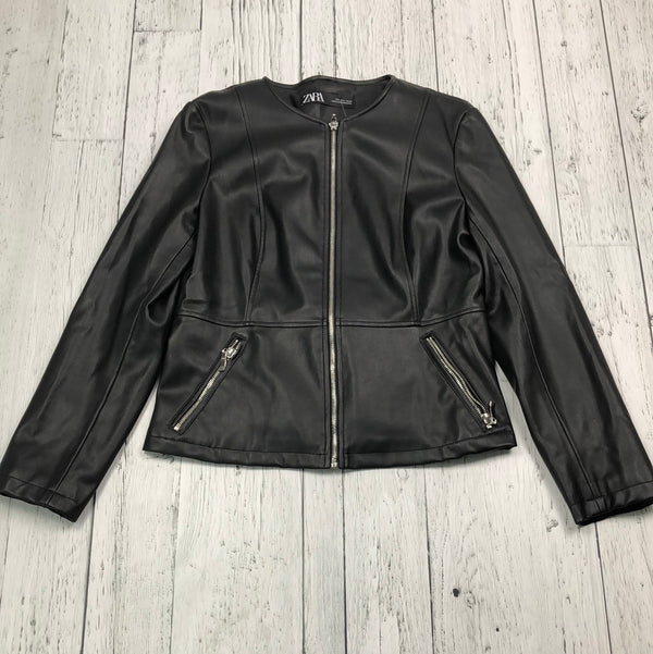 Zara black leather jacket - Hers L