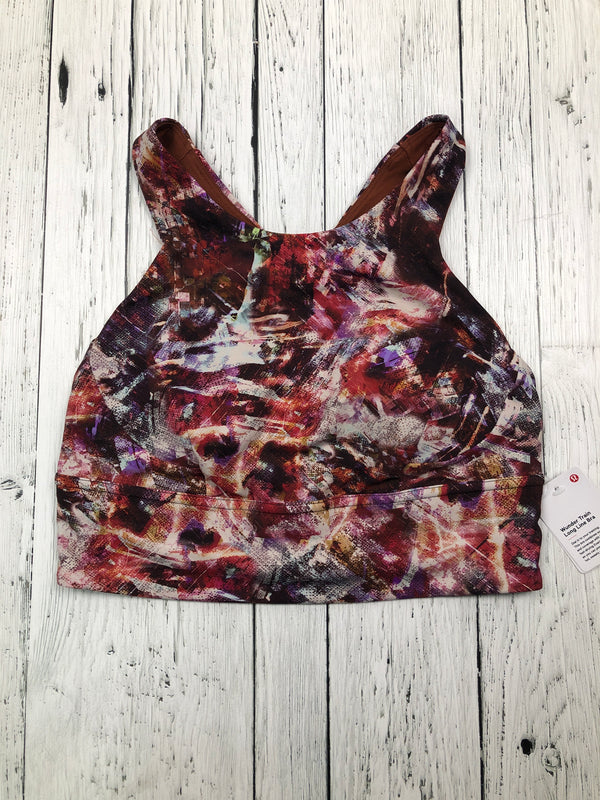 lululemon purple patterned wonder train long line bra - Hers M/8