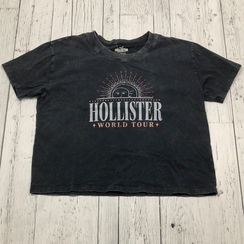 Hollister black graphic cropped t-shirt - Hers XS