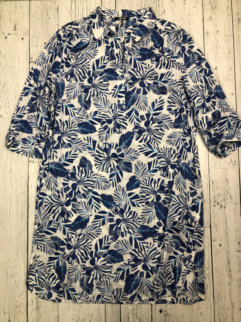 Olsen blue white patterned dress - Hers L