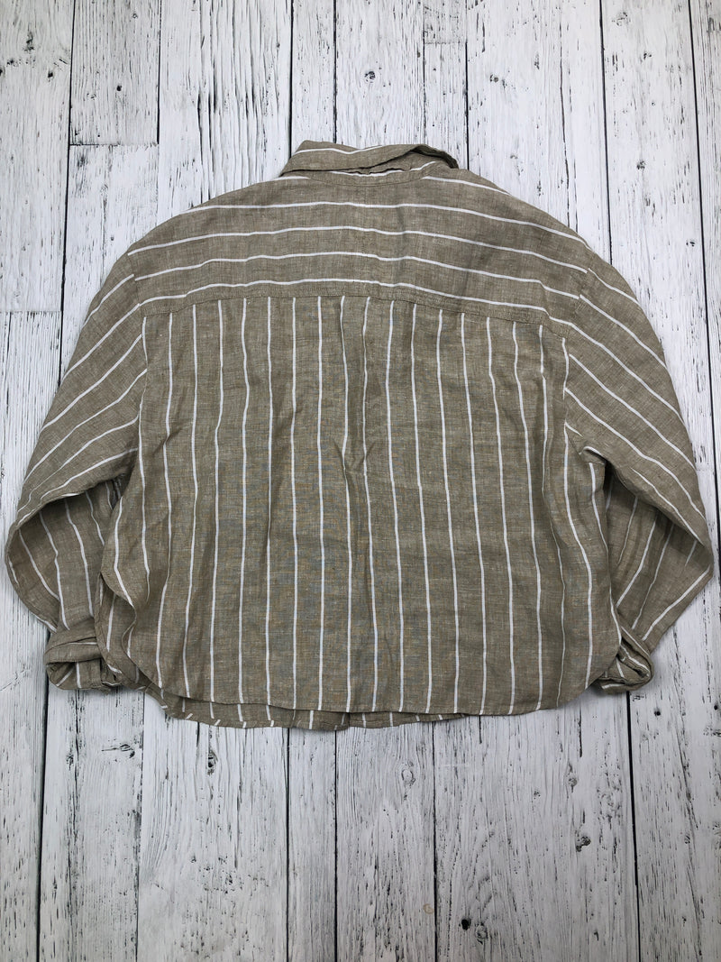 Banana Republic beige white striped shirt - Hers M