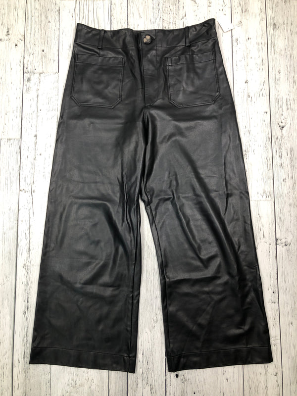 Maeve black leather wide leg pants - Hers M/30