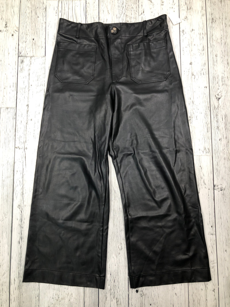 Maeve black leather wide leg pants - Hers M/30